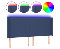 Galvūgalis su LED, mėlynos spalvos, 163x16x118/128cm, audinys