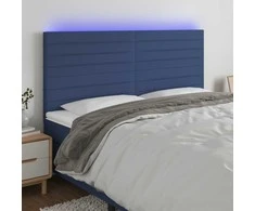 Galvūgalis su LED, mėlynos spalvos, 180x5x118/128cm, audinys