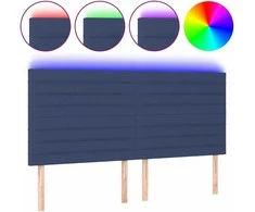 Galvūgalis su LED, mėlynos spalvos, 180x5x118/128cm, audinys