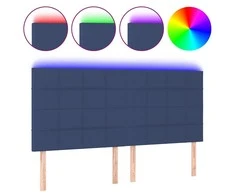 Galvūgalis su LED, mėlynos spalvos, 180x5x118/128cm, audinys