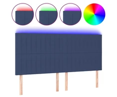 Galvūgalis su LED, mėlynos spalvos, 180x5x118/128cm, audinys