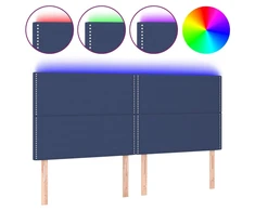 Galvūgalis su LED, mėlynos spalvos, 180x5x118/128cm, audinys