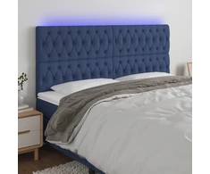 Galvūgalis su LED, mėlynos spalvos, 180x7x118/128cm, audinys
