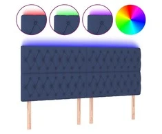 Galvūgalis su LED, mėlynos spalvos, 180x7x118/128cm, audinys