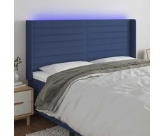 Galvūgalis su LED, mėlynos spalvos, 183x16x118/128cm, audinys