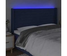 Galvūgalis su LED, mėlynos spalvos, 183x16x118/128cm, audinys