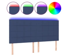 Galvūgalis su LED, mėlynos spalvos, 200x5x118/128cm, audinys