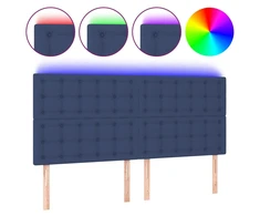 Galvūgalis su LED, mėlynos spalvos, 200x5x118/128cm, audinys