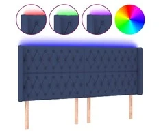 Galvūgalis su LED, mėlynos spalvos, 203x16x118/128cm, audinys