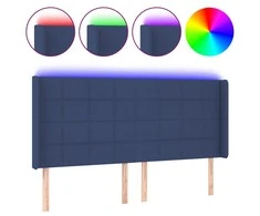 Galvūgalis su LED, mėlynos spalvos, 203x16x118/128cm, audinys