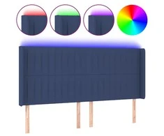 Galvūgalis su LED, mėlynos spalvos, 203x16x118/128cm, audinys
