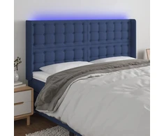 Galvūgalis su LED, mėlynos spalvos, 203x16x118/128cm, audinys