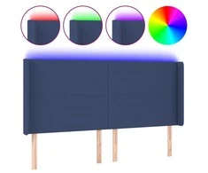 Galvūgalis su LED, mėlynos spalvos, 203x16x118/128cm, audinys