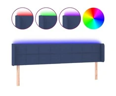 Galvūgalis su LED, mėlynos spalvos, 203x16x78/88cm, audinys