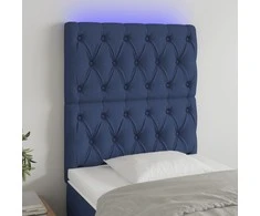 Galvūgalis su LED, mėlynos spalvos, 80x7x118/128cm, audinys