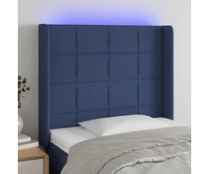 Galvūgalis su LED, mėlynos spalvos, 83x16x118/128cm, audinys