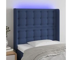 Galvūgalis su LED, mėlynos spalvos, 93x16x118/128cm, audinys