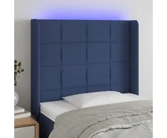 Galvūgalis su LED, mėlynos spalvos, 93x16x118/128cm, audinys