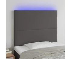 Galvūgalis su LED, pilkas, 100x5x118/128cm, dirbtinė oda
