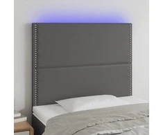 Galvūgalis su LED, pilkas, 100x5x118/128cm, dirbtinė oda