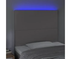 Galvūgalis su LED, pilkas, 100x5x118/128cm, dirbtinė oda