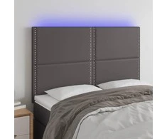 Galvūgalis su LED, pilkas, 144x5x118/128cm, dirbtinė oda