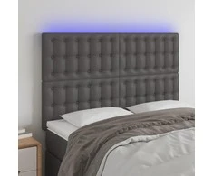 Galvūgalis su LED, pilkas, 144x5x118/128cm, dirbtinė oda