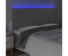 Galvūgalis su LED, pilkas, 160x5x118/128cm, dirbtinė oda