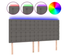 Galvūgalis su LED, pilkas, 160x5x118/128cm, dirbtinė oda