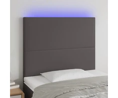 Galvūgalis su LED, pilkas, 80x5x118/128cm, dirbtinė oda