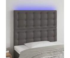 Galvūgalis su LED, pilkas, 80x5x118/128cm, dirbtinė oda