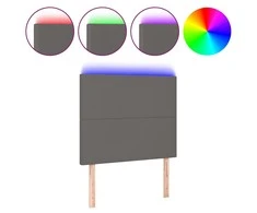 Galvūgalis su LED, pilkas, 80x5x118/128cm, dirbtinė oda