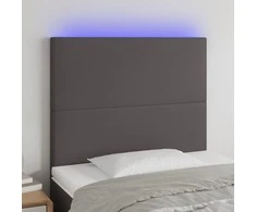 Galvūgalis su LED, pilkas, 90x5x118/128cm, dirbtinė oda