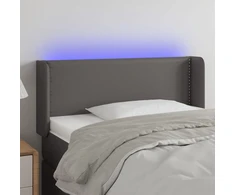 Galvūgalis su LED, pilkos spalvos, 103x16x78/88cm, dirbtinė oda
