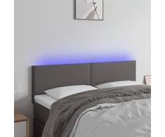 Galvūgalis su LED, pilkos spalvos, 144x5x78/88cm, dirbtinė oda