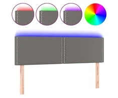 Galvūgalis su LED, pilkos spalvos, 144x5x78/88cm, dirbtinė oda