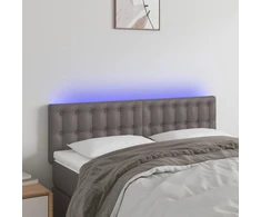 Galvūgalis su LED, pilkos spalvos, 144x5x78/88cm, dirbtinė oda