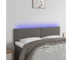 Galvūgalis su LED, pilkos spalvos, 144x5x78/88cm, dirbtinė oda