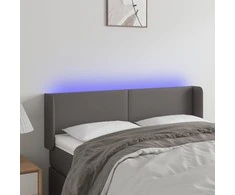 Galvūgalis su LED, pilkos spalvos, 147x16x78/88cm, dirbtinė oda