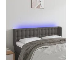 Galvūgalis su LED, pilkos spalvos, 147x16x78/88cm, dirbtinė oda
