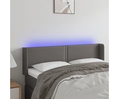 Galvūgalis su LED, pilkos spalvos, 147x16x78/88cm, dirbtinė oda