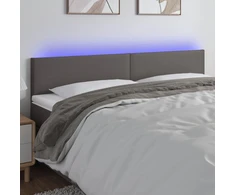 Galvūgalis su LED, pilkos spalvos, 160x5x78/88cm, dirbtinė oda