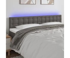 Galvūgalis su LED, pilkos spalvos, 160x5x78/88cm, dirbtinė oda
