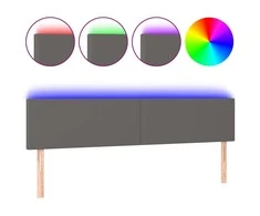 Galvūgalis su LED, pilkos spalvos, 160x5x78/88cm, dirbtinė oda