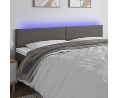 Galvūgalis su LED, pilkos spalvos, 180x5x78/88cm, dirbtinė oda