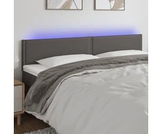 Galvūgalis su LED, pilkos spalvos, 180x5x78/88cm, dirbtinė oda