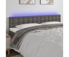 Galvūgalis su LED, pilkos spalvos, 180x5x78/88cm, dirbtinė oda