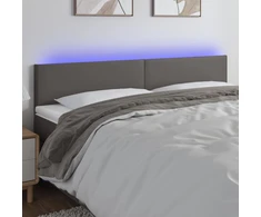 Galvūgalis su LED, pilkos spalvos, 200x5x78/88cm, dirbtinė oda