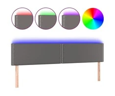 Galvūgalis su LED, pilkos spalvos, 200x5x78/88cm, dirbtinė oda