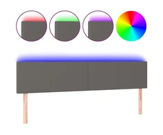 Galvūgalis su LED, pilkos spalvos, 200x5x78/88cm, dirbtinė oda